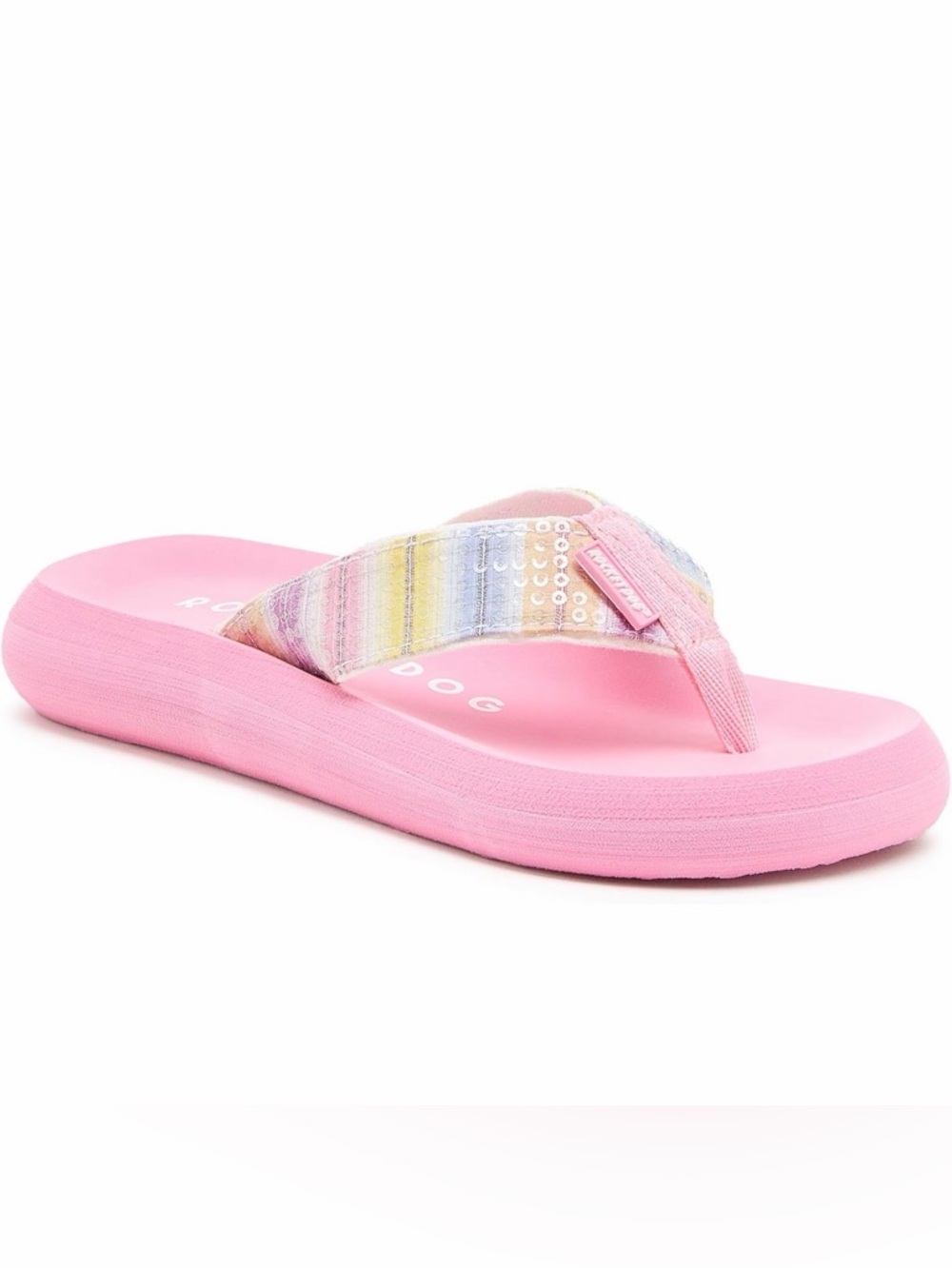 New In Box Rocket Dog Pink Sequin Girls Flip Flops